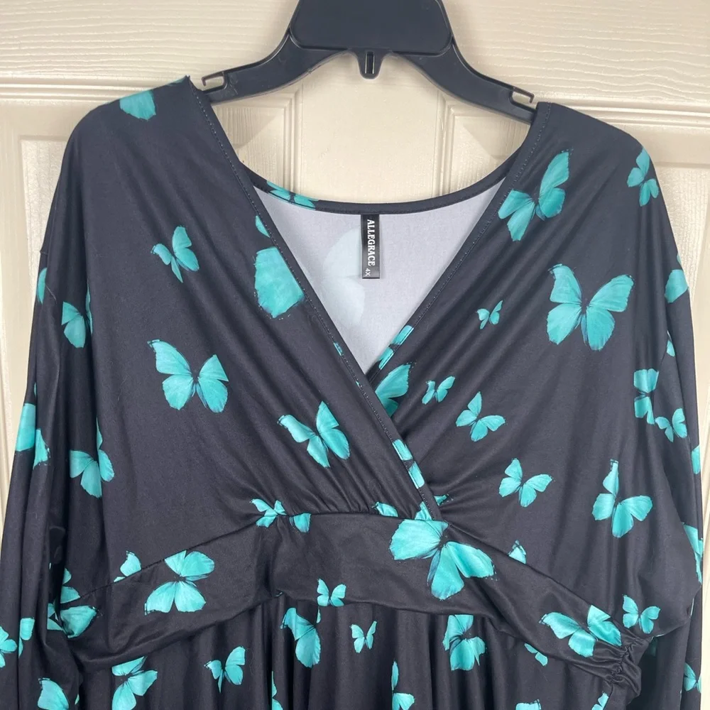Allegrace Butterfly Print Wrap Top Size 4x - Picture 5 of 6